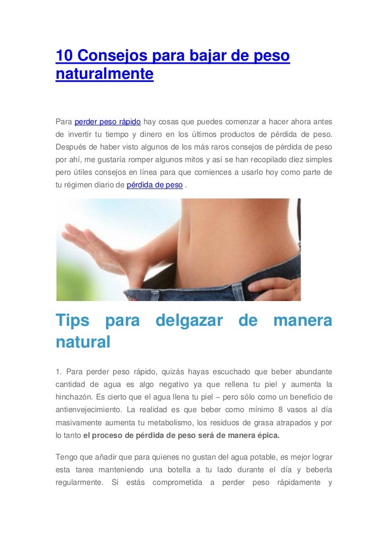 Agua para bajar de peso rapido